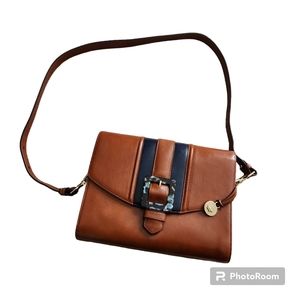 Brahmin brown leather crossbody bag
